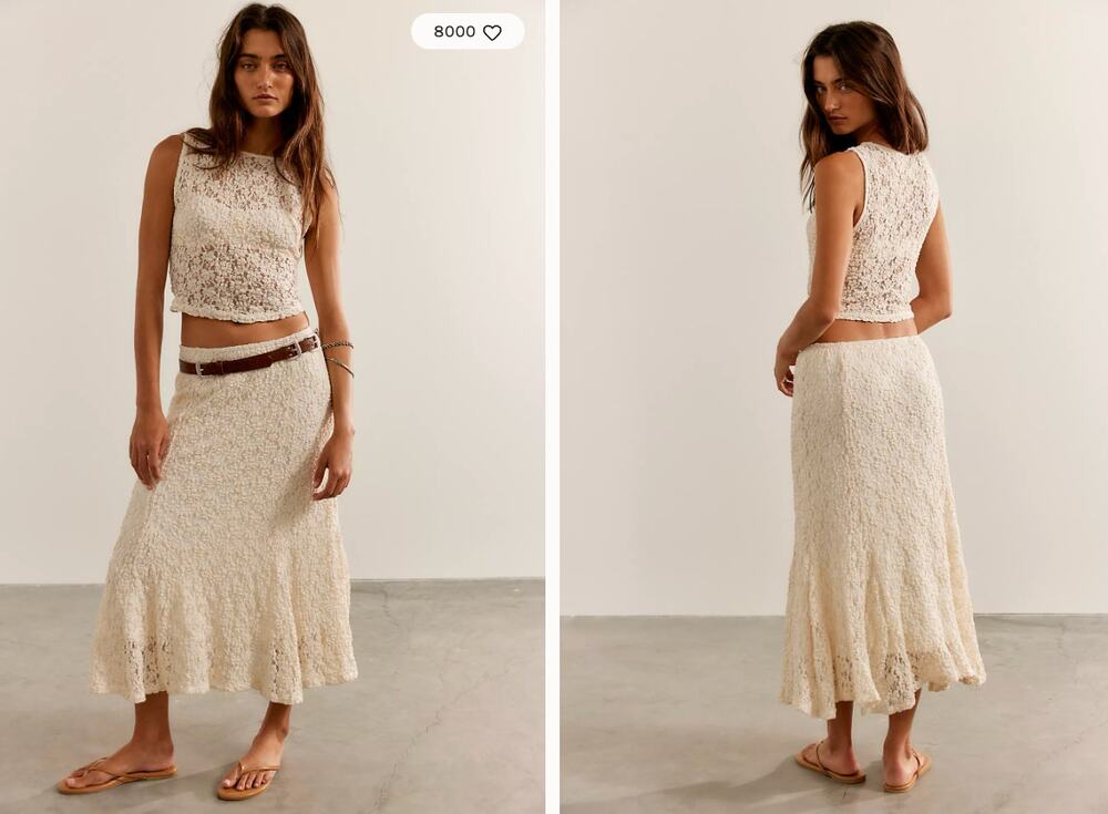 NWOT Free People Laney Midi Skirt | Natural Combo | Size L